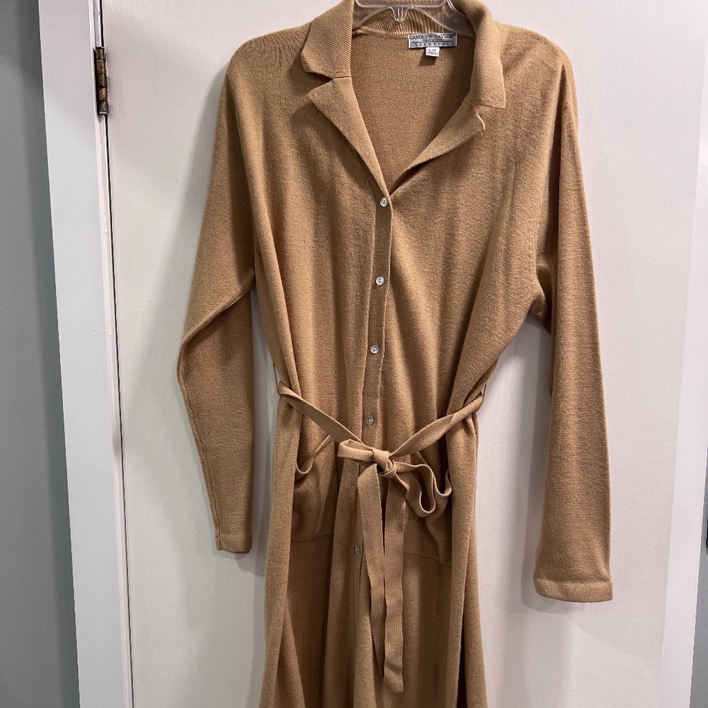 Long Tan Cardigan Size Large